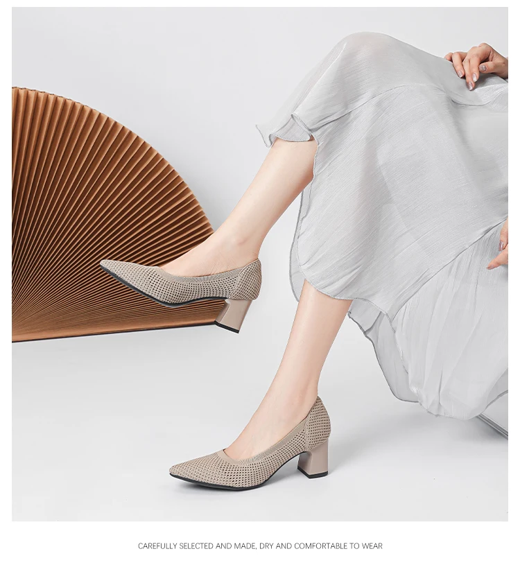 Zapatos de Tacón Alto para Mujer, Primavera-Otoño 2026, Nuevos, Tejidos Suaves, Transpirables y Cómodos