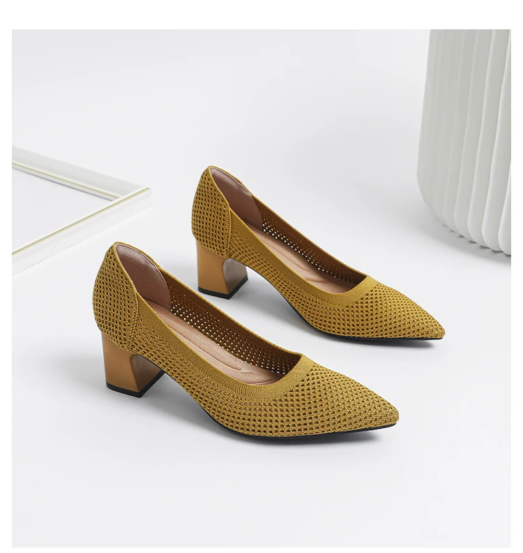 Zapatos de Tacón Alto para Mujer, Primavera-Otoño 2026, Nuevos, Tejidos Suaves, Transpirables y Cómodos