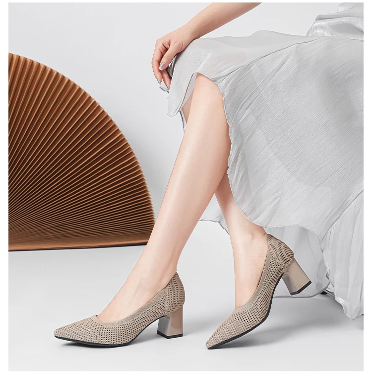 Zapatos de Tacón Alto para Mujer, Primavera-Otoño 2026, Nuevos, Tejidos Suaves, Transpirables y Cómodos
