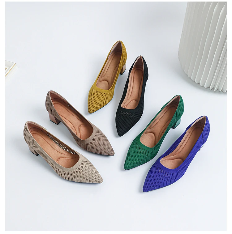 Zapatos de Tacón Alto para Mujer, Primavera-Otoño 2026, Nuevos, Tejidos Suaves, Transpirables y Cómodos