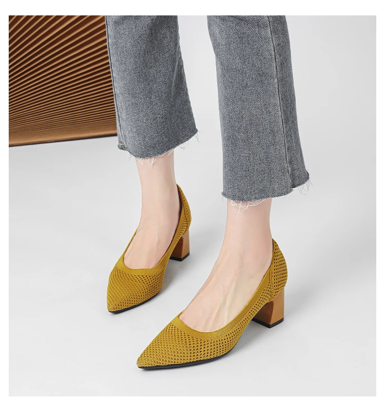 Zapatos de Tacón Alto para Mujer, Primavera-Otoño 2026, Nuevos, Tejidos Suaves, Transpirables y Cómodos