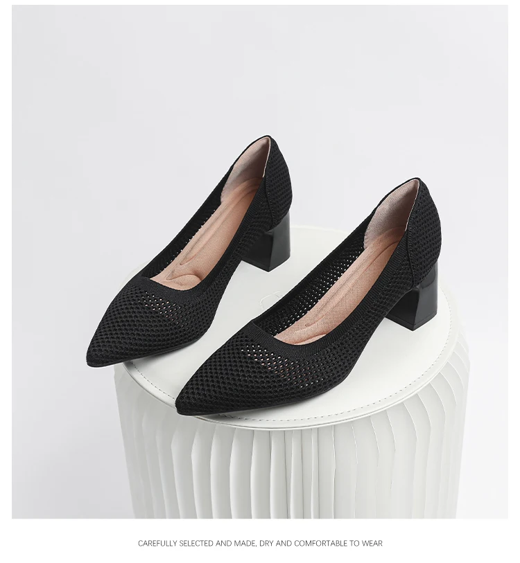 Zapatos de Tacón Alto para Mujer, Primavera-Otoño 2026, Nuevos, Tejidos Suaves, Transpirables y Cómodos