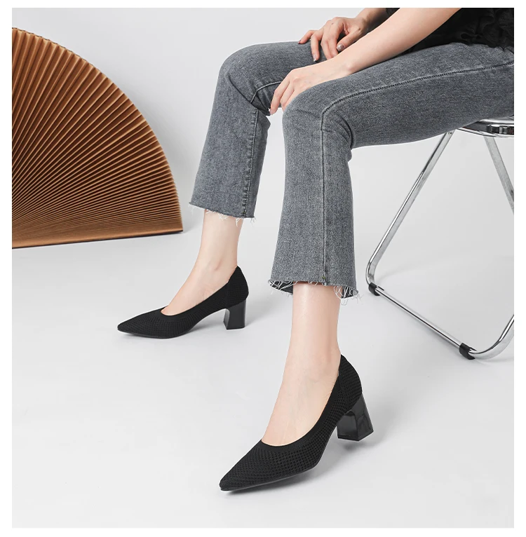 Zapatos de Tacón Alto para Mujer, Primavera-Otoño 2026, Nuevos, Tejidos Suaves, Transpirables y Cómodos