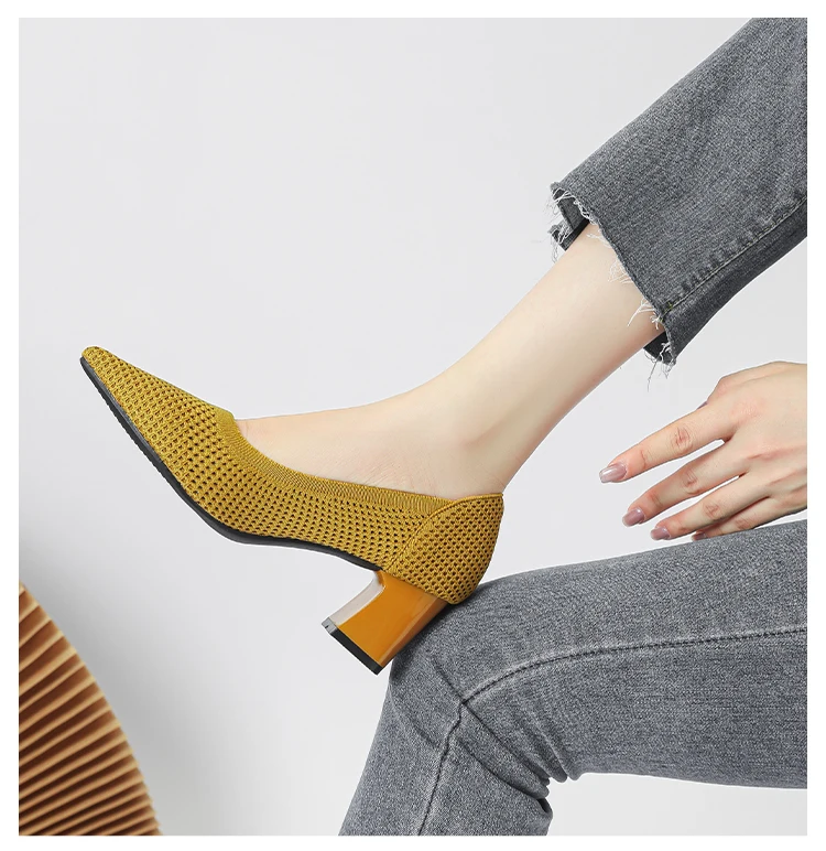 Zapatos de Tacón Alto para Mujer, Primavera-Otoño 2026, Nuevos, Tejidos Suaves, Transpirables y Cómodos