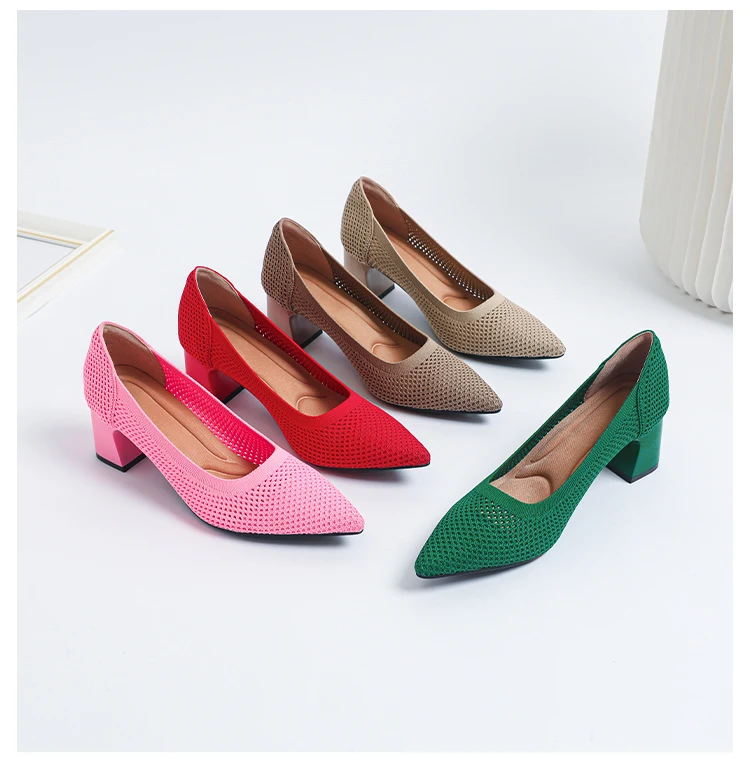 Zapatos de Tacón Alto para Mujer, Primavera-Otoño 2026, Nuevos, Tejidos Suaves, Transpirables y Cómodos