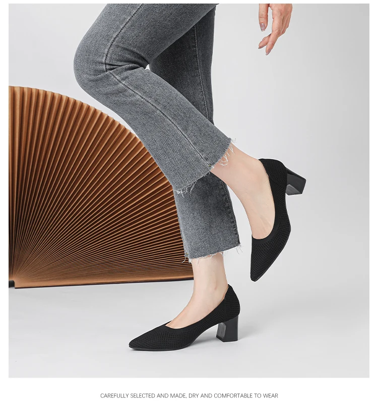 Zapatos de Tacón Alto para Mujer, Primavera-Otoño 2026, Nuevos, Tejidos Suaves, Transpirables y Cómodos