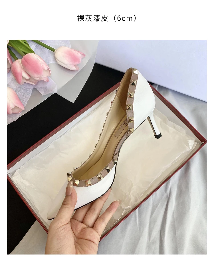 Zapatos de Mujer de Marca de Lujo, Sandalias de Verano con Remaches, Tacones Altos, Laterales Abiertos, de Cuero, Moda Femenina, Zapatos de Fiesta para Damas 2026