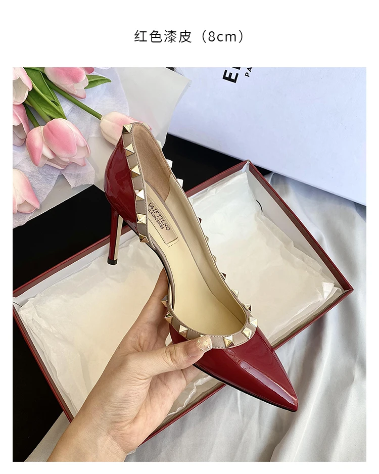 Zapatos de Mujer de Marca de Lujo, Sandalias de Verano con Remaches, Tacones Altos, Laterales Abiertos, de Cuero, Moda Femenina, Zapatos de Fiesta para Damas 2026