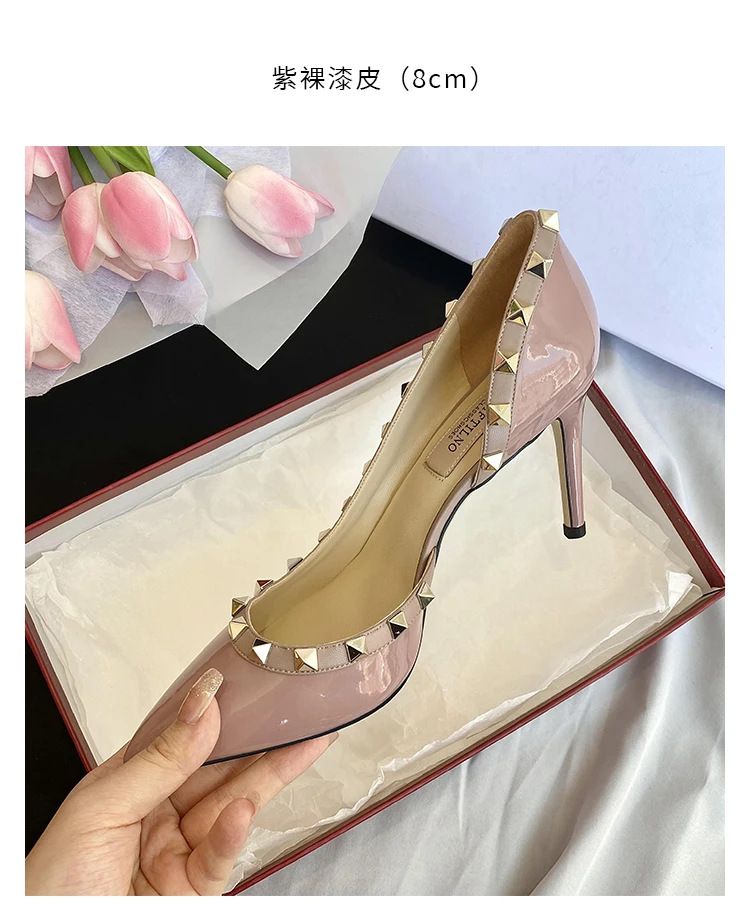 Zapatos de Mujer de Marca de Lujo, Sandalias de Verano con Remaches, Tacones Altos, Laterales Abiertos, de Cuero, Moda Femenina, Zapatos de Fiesta para Damas 2026