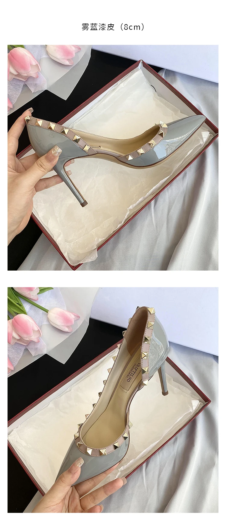 Zapatos de Mujer de Marca de Lujo, Sandalias de Verano con Remaches, Tacones Altos, Laterales Abiertos, de Cuero, Moda Femenina, Zapatos de Fiesta para Damas 2026