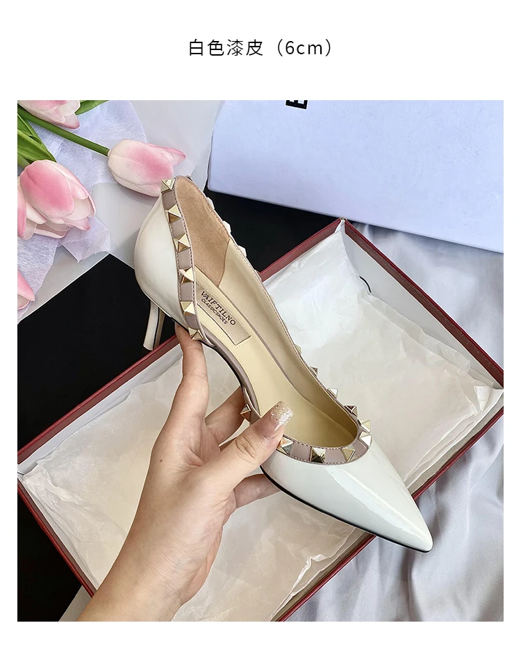Zapatos de Mujer de Marca de Lujo, Sandalias de Verano con Remaches, Tacones Altos, Laterales Abiertos, de Cuero, Moda Femenina, Zapatos de Fiesta para Damas 2026