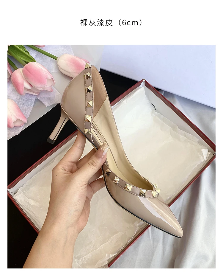 Zapatos de Mujer de Marca de Lujo, Sandalias de Verano con Remaches, Tacones Altos, Laterales Abiertos, de Cuero, Moda Femenina, Zapatos de Fiesta para Damas 2026