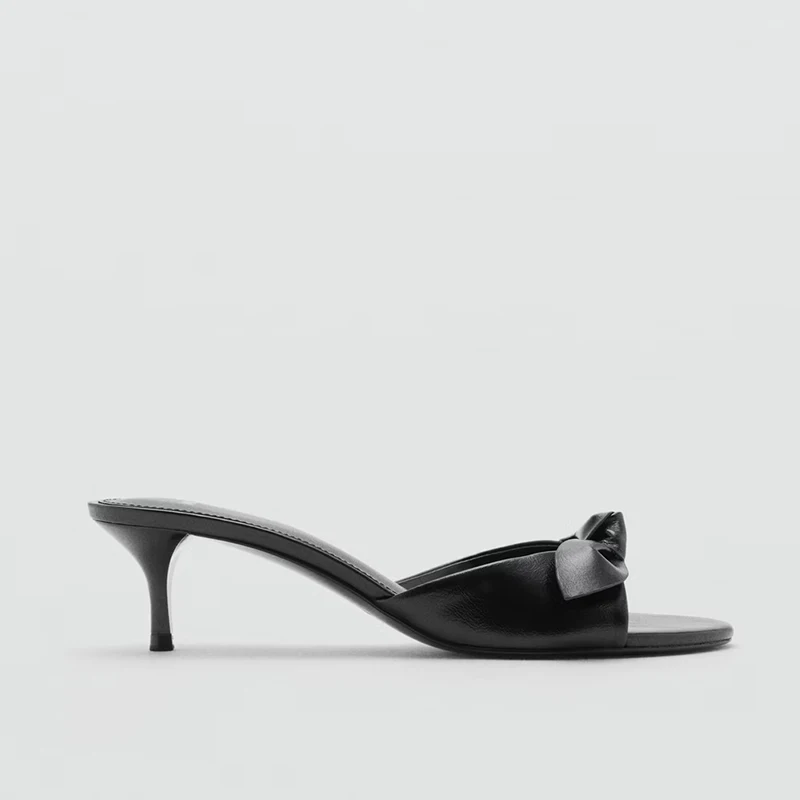 Sandalias de Tacón Alto para Mujer Mango, Verano 2025, con Lazo de Mariposa, Estilo Hada, Versátiles, con Tira Ancha, Fáciles...