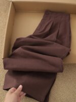Pantalones anchos de algodón de cintura alta estilo coreano para mujer, pantalones informales holgados de corte recto, pantal... - Imagen 2