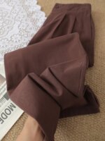 Pantalones anchos de algodón de cintura alta estilo coreano para mujer, pantalones informales holgados de corte recto, pantal... - Imagen 5