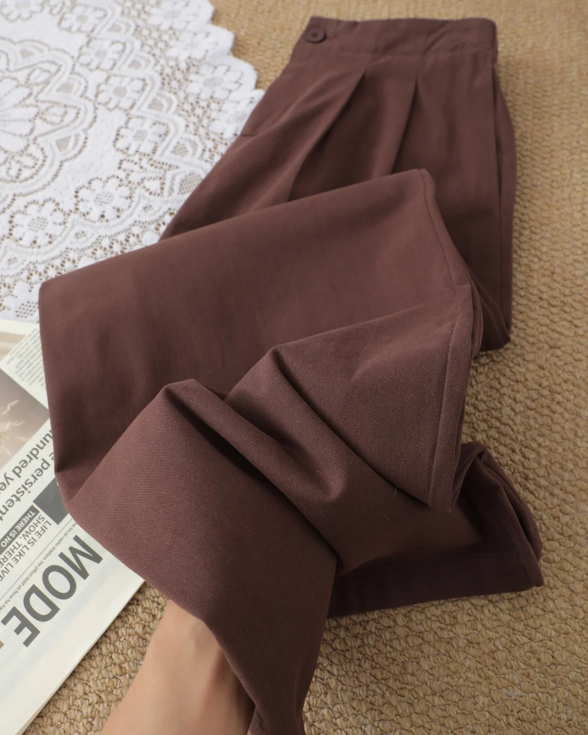 Pantalones anchos de algodón de cintura alta estilo coreano para mujer, pantalones informales holgados de corte recto, pantal...