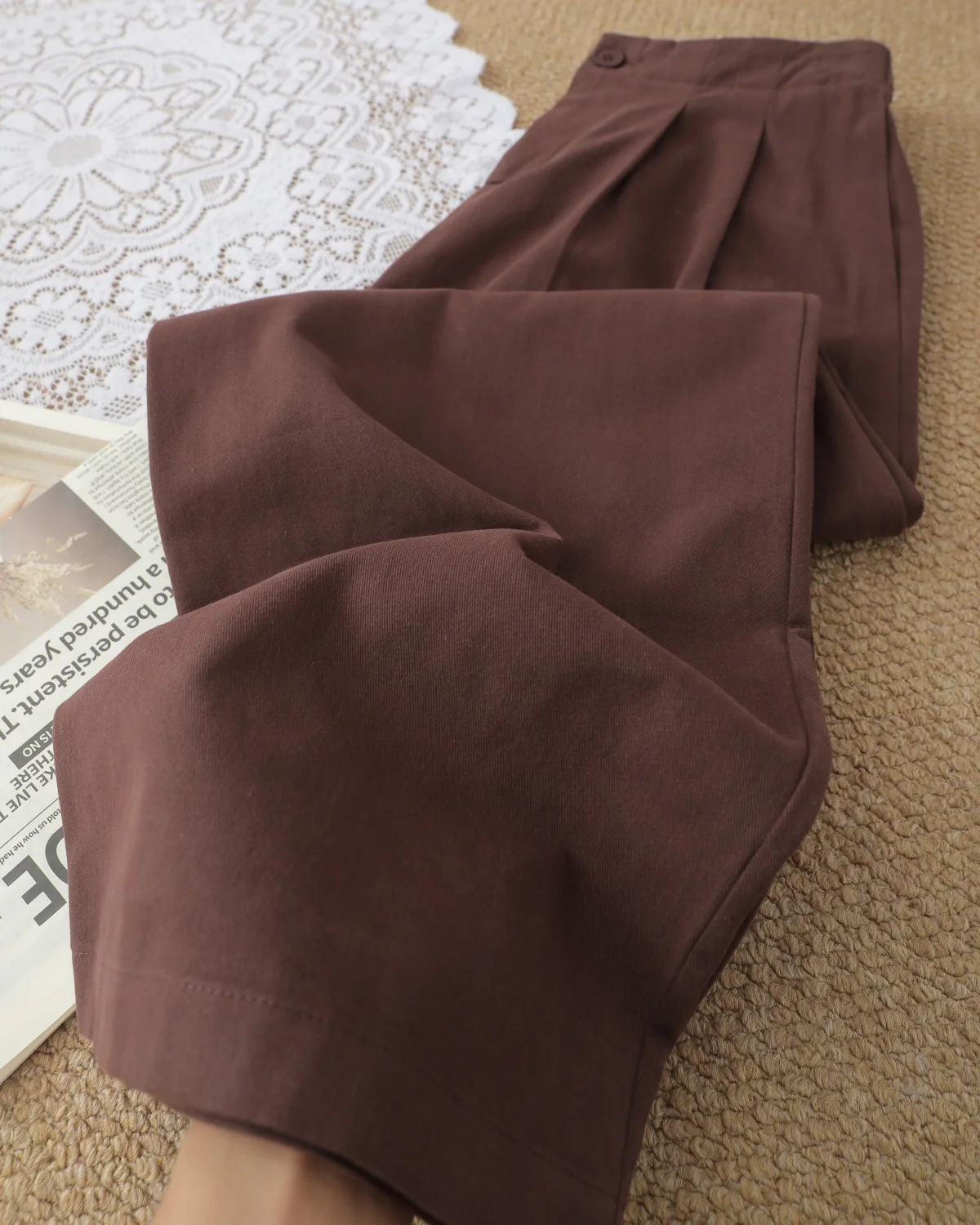 Pantalones anchos de algodón de cintura alta estilo coreano para mujer, pantalones informales holgados de corte recto, pantal...