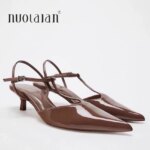 2025 zapatos de tacón con hebilla a la moda para mujer, sandalias sexis con punta estrecha y tacones altos finos, zapatos de vestir para fiesta de boda a la moda - Imagen 2