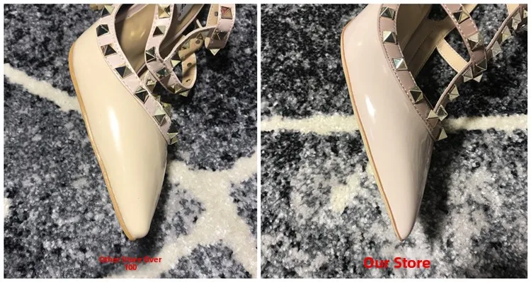 VAIFTILNO Zapatos de tacón alto con punta y remaches para mujer, sandalias de verano con tacón fino y correa envolvente con r...