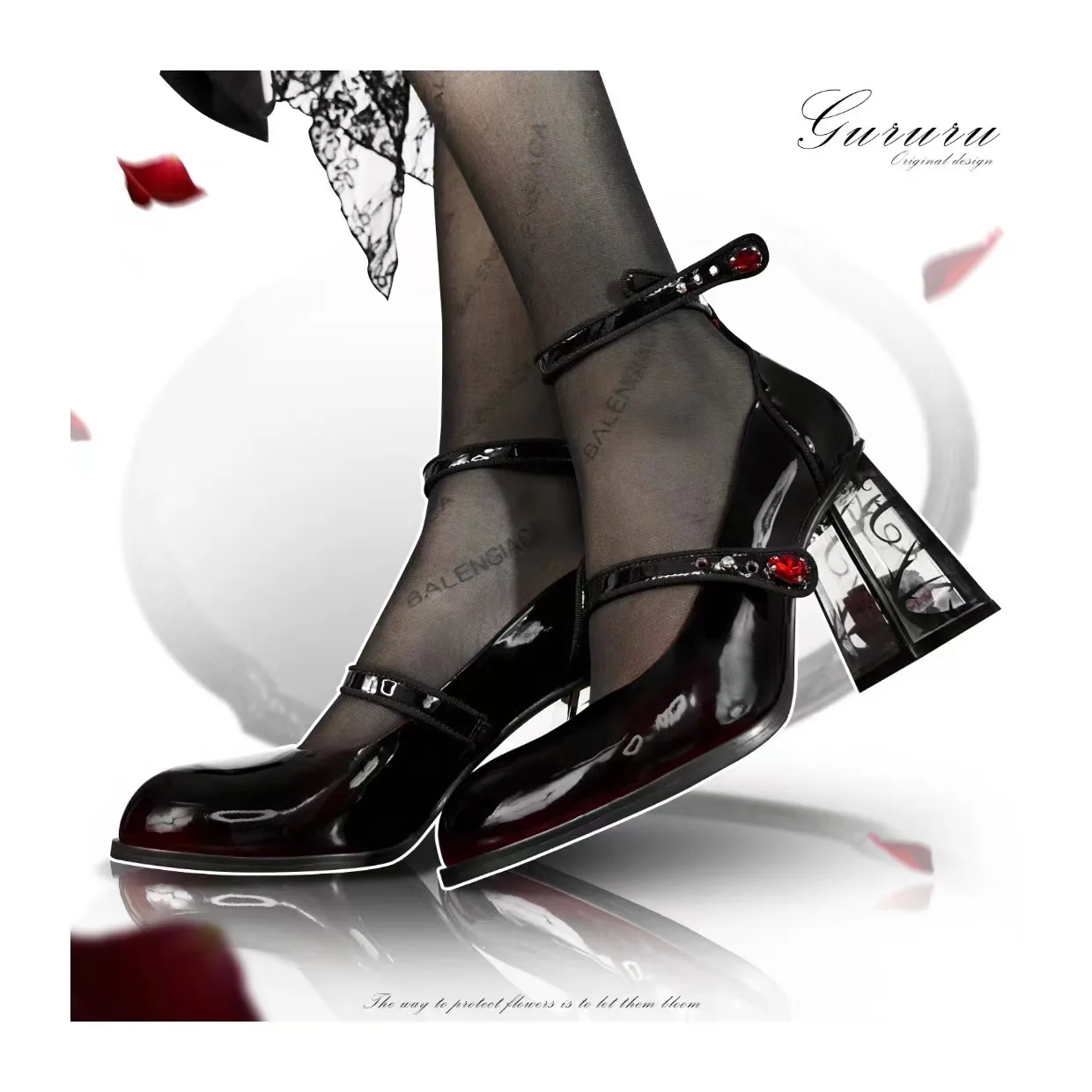 Zapatos de tacón alto Punk gótico para mujer, calzado de charol, Lolita, con correas en el tobillo, color negro, Mary Jane, Y2K, 2024