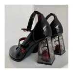 Zapatos de tacón alto Punk gótico para mujer, calzado de charol, Lolita, con correas en el tobillo, color negro, Mary Jane, Y2K, 2024 - Imagen 2