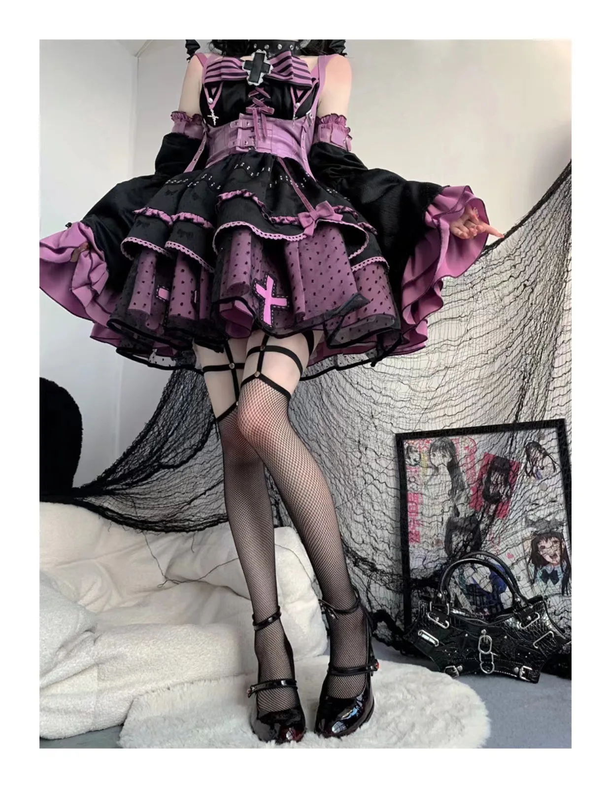 Zapatos de tacón alto Punk gótico para mujer, calzado de charol, Lolita, con correas en el tobillo, color negro, Mary Jane, Y2K, 2024