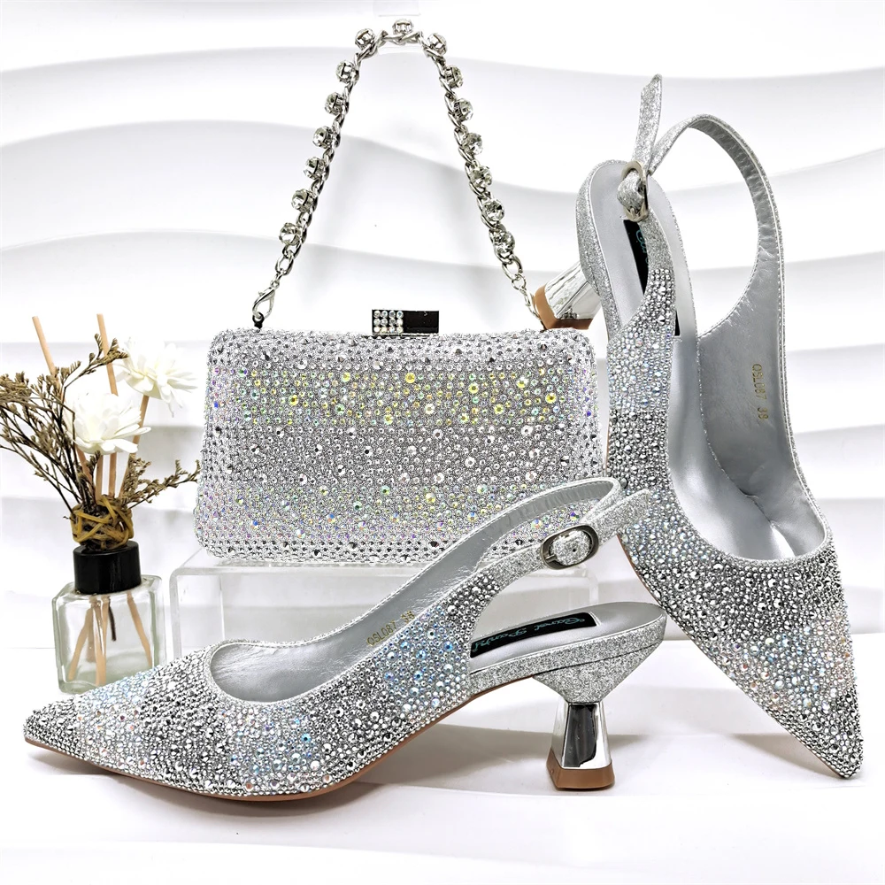 Conjunto de Zapatos y Bolso Verdes de Diseño Italiano de Lujo para Mujer, con Pedrería, para Bodas y Fiestas, 2026