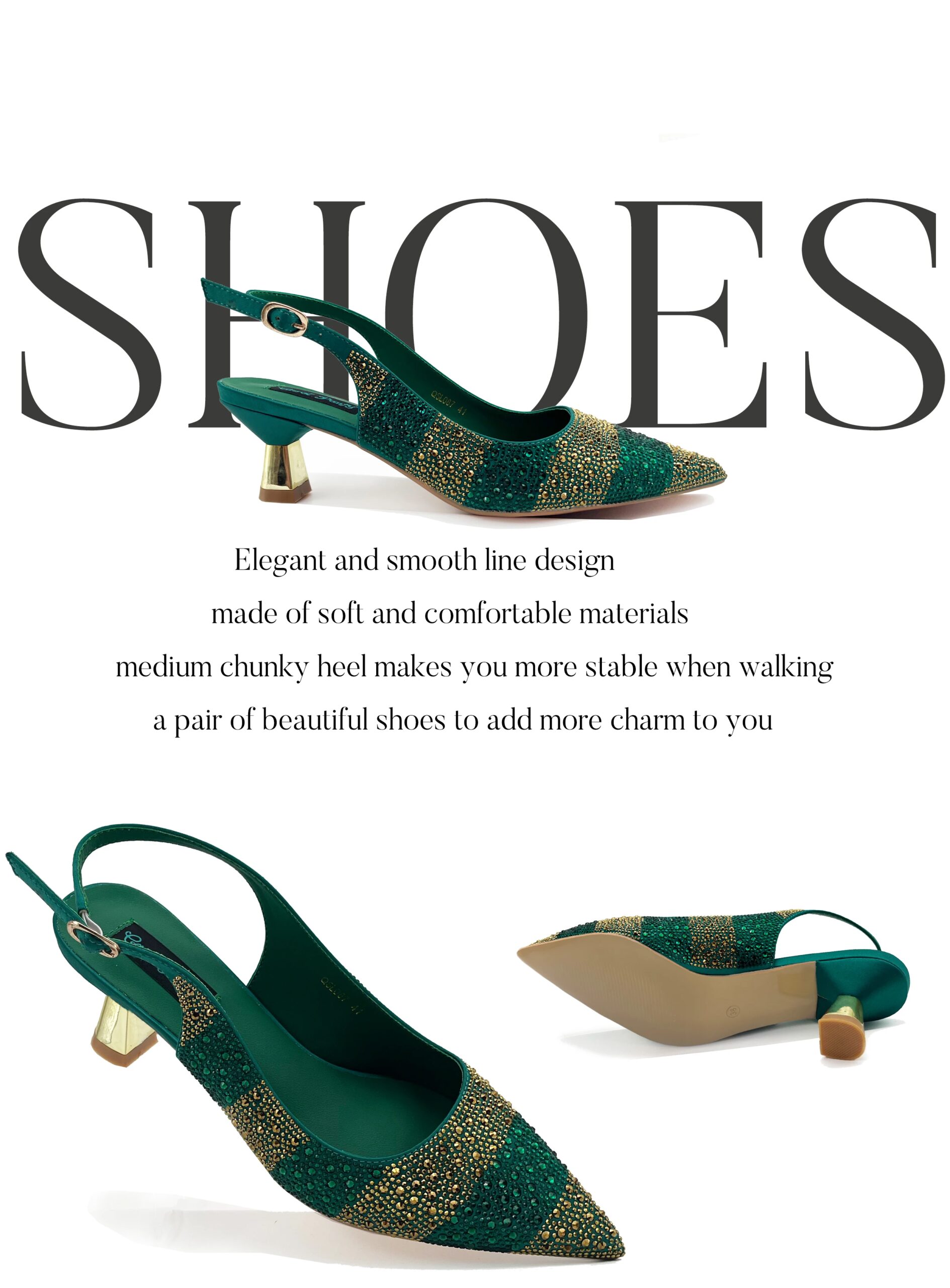 Conjunto de Zapatos y Bolso Verdes de Diseño Italiano de Lujo para Mujer, con Pedrería, para Bodas y Fiestas, 2026