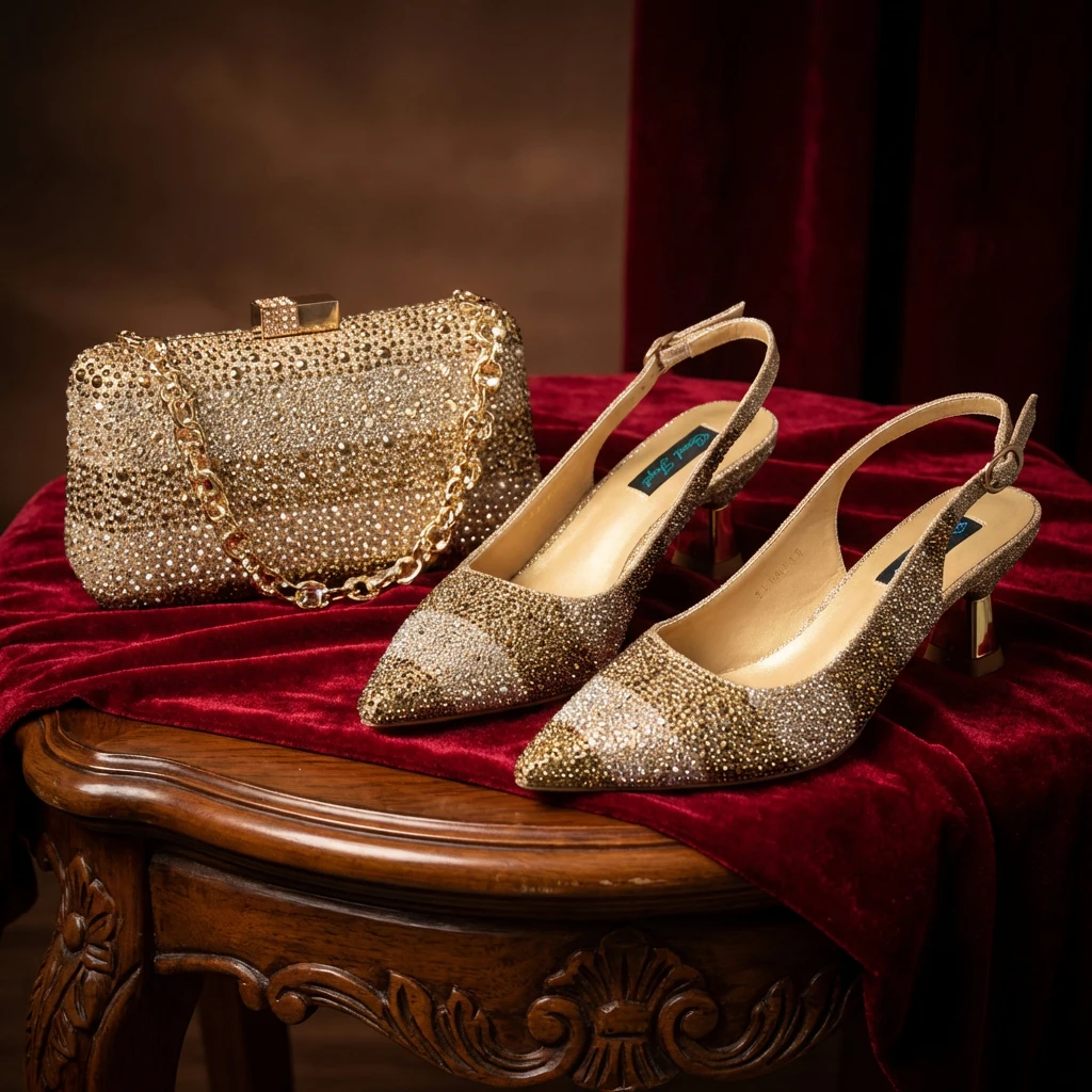 Conjunto de Zapatos y Bolso Verdes de Diseño Italiano de Lujo para Mujer, con Pedrería, para Bodas y Fiestas, 2026