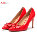 CHCH Tacones altos para mujer Nuevos zapatos de mujer con hebilla de metal puntiaguda para fiesta de carnaval 9 cm - Imagen 4