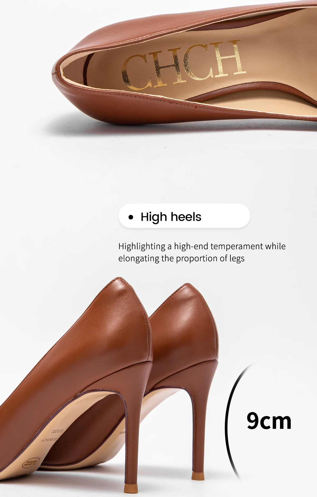 CHCH Tacones altos para mujer Nuevos zapatos de mujer con hebilla de metal puntiaguda para fiesta de carnaval 9 cm