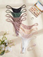 8PCS Bragas de mujer de malla sólida, ropa interior de talle bajo, tanga fina para mujer, lencería sexy - Imagen 2