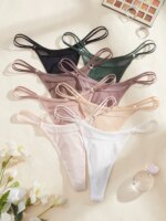 8PCS Bragas de mujer de malla sólida, ropa interior de talle bajo, tanga fina para mujer, lencería sexy - Imagen 6