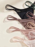 8PCS Bragas de mujer de malla sólida, ropa interior de talle bajo, tanga fina para mujer, lencería sexy - Imagen 3