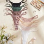 8PCS Bragas de mujer de malla sólida, ropa interior de talle bajo, tanga fina para mujer, lencería sexy