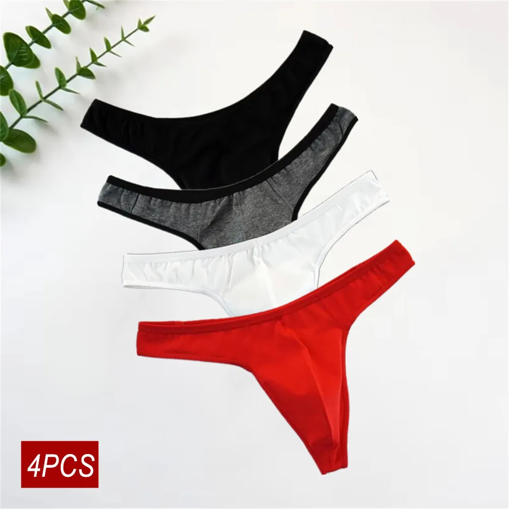 4 Uds. De Tanga para Hombre, bolsa de algodón sin costuras, Tanga Sexy para Hombre, suspensorio, bolsa para pene, Tanga fino transpirable, calzoncillos masculinos