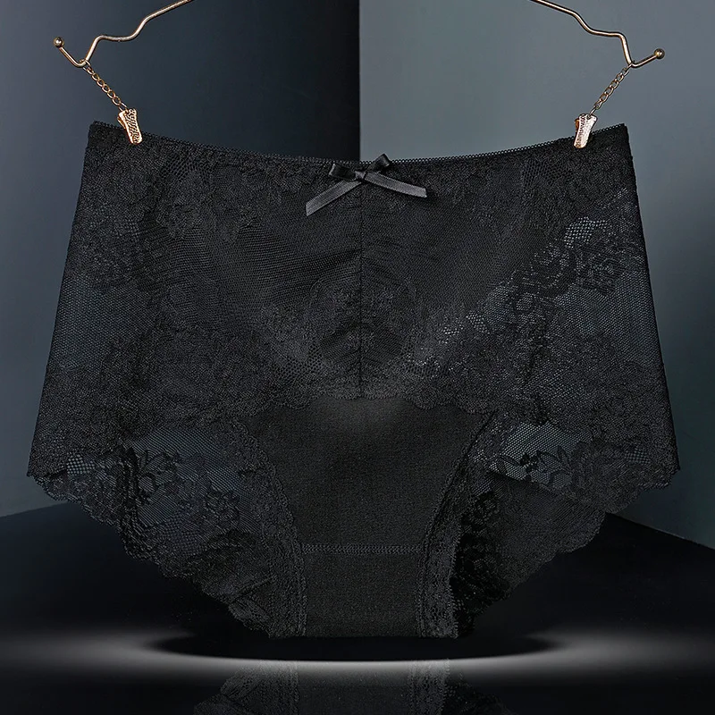 7 Uds. Ropa interior de algodón para mujer, bragas transparentes de encaje, pantalones cómodos antibacterianos de talla grande, lencería sexy femenina