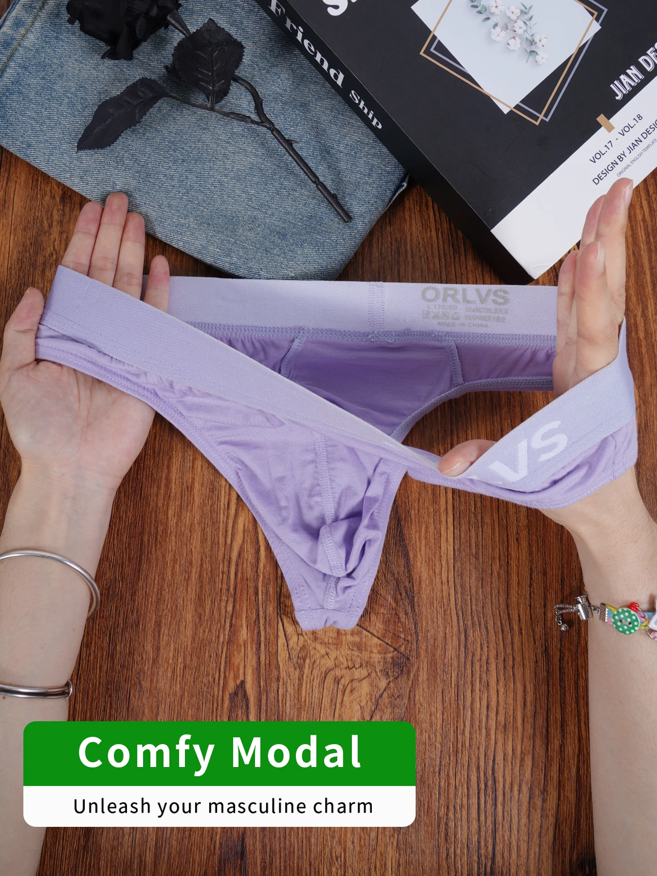 Tangas ORLVS de Seda de Hielo Modal para Hombre, Ropa Interior Suave, Transpirable, de Talle Bajo y Cómoda