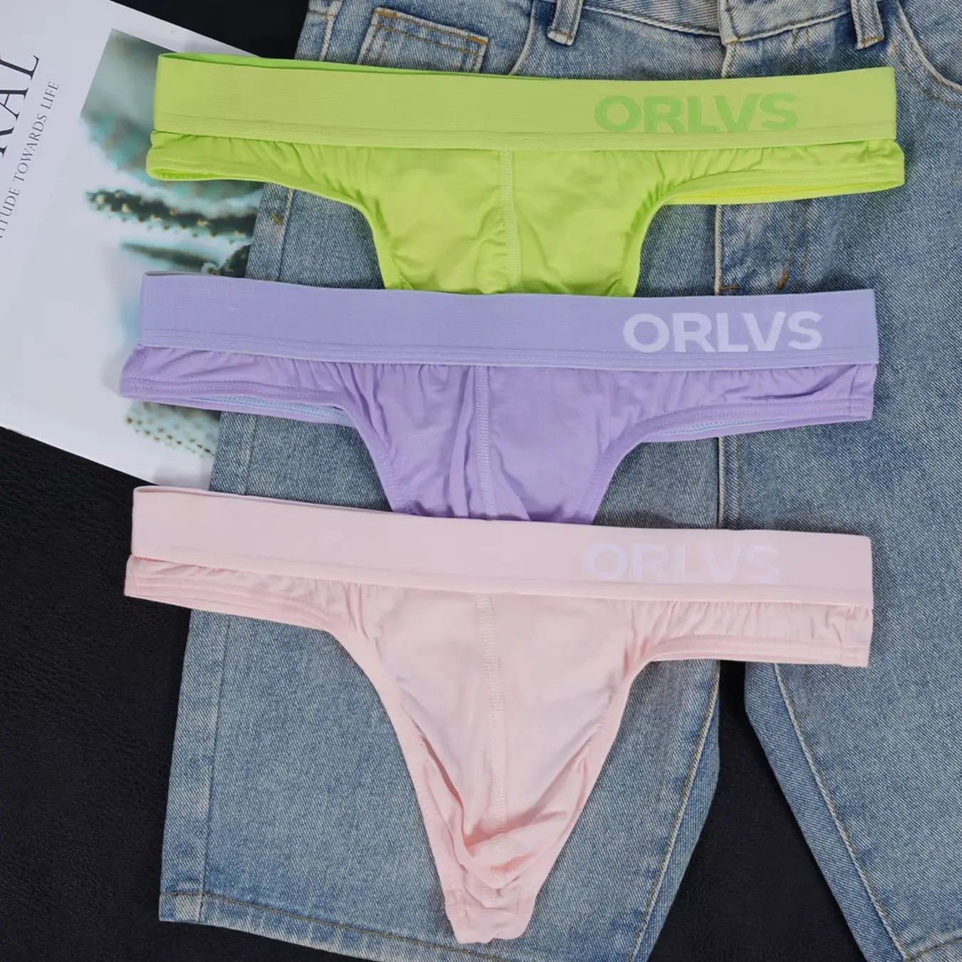 Tangas ORLVS de Seda de Hielo Modal para Hombre, Ropa Interior Suave, Transpirable, de Talle Bajo y Cómoda