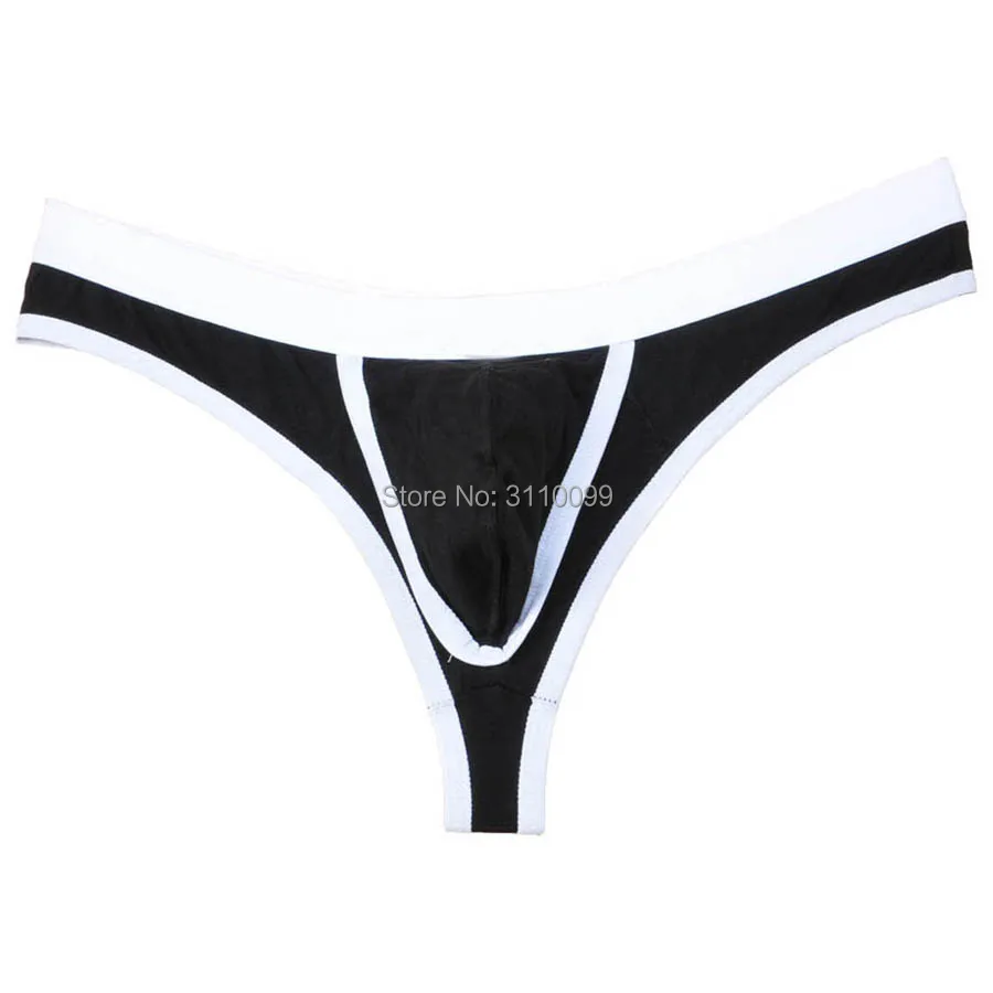 Tanga Bkini Sexy con diseño de agujero para pene para hombre, ropa interior masculina con borde cubierto elástico de retales, a la moda, encantador