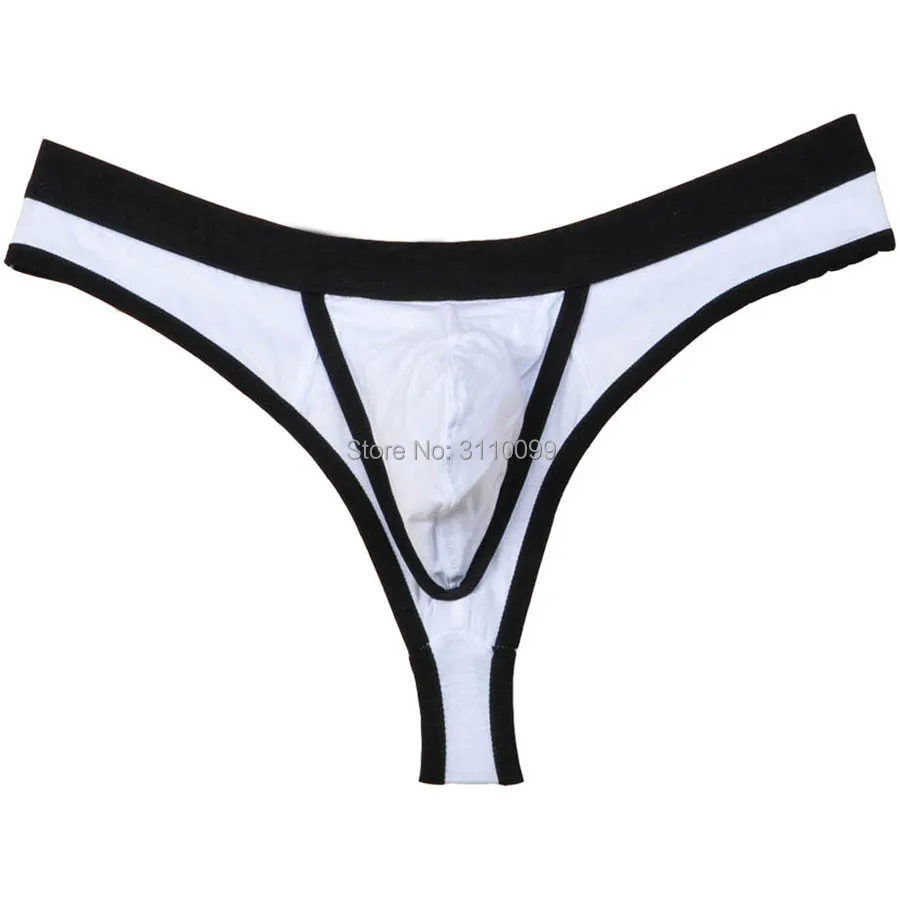 Tanga Bkini Sexy con diseño de agujero para pene para hombre, ropa interior masculina con borde cubierto elástico de retales, a la moda, encantador