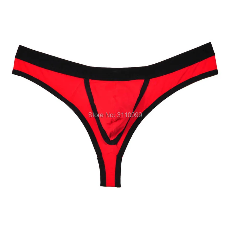 Tanga Bkini Sexy con diseño de agujero para pene para hombre, ropa interior masculina con borde cubierto elástico de retales, a la moda, encantador