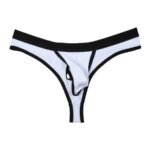Tanga Bkini Sexy con diseño de agujero para pene para hombre, ropa interior masculina con borde cubierto elástico de retales, a la moda, encantador - Imagen 3