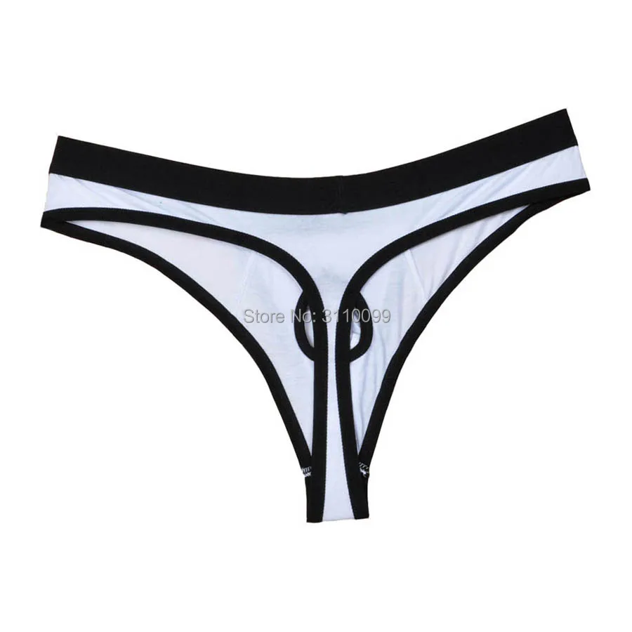 Tanga Bkini Sexy con diseño de agujero para pene para hombre, ropa interior masculina con borde cubierto elástico de retales, a la moda, encantador
