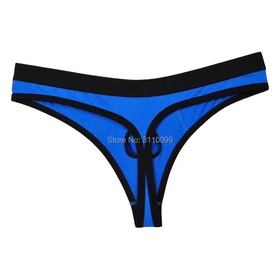 Tanga Bkini Sexy con diseño de agujero para pene para hombre, ropa interior masculina con borde cubierto elástico de retales, a la moda, encantador