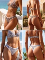14 piezas/juego de ropa interior sexy de tanga para mujer, con diseño de lunares y rayas, cómoda, elástica, bragas para mujer, traje de baño, calzoncillos. - Imagen 5