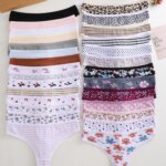 14 piezas/juego de ropa interior sexy de tanga para mujer, con diseño de lunares y rayas, cómoda, elástica, bragas para mujer, traje de baño, calzoncillos.