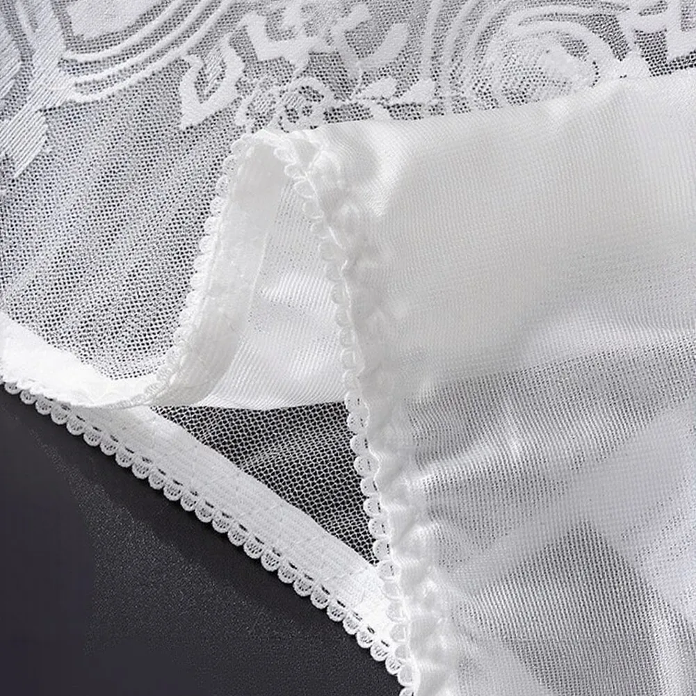 Tanga transparente sexy para hombre, de encaje, cintura baja, con bolsa de realce, ligera, de malla, para verano.