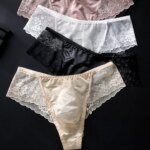 Tanga transparente sexy para hombre, de encaje, cintura baja, con bolsa de realce, ligera, de malla, para verano. - Imagen 3