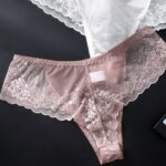 Tanga transparente sexy para hombre, de encaje, cintura baja, con bolsa de realce, ligera, de malla, para verano. - Imagen 5